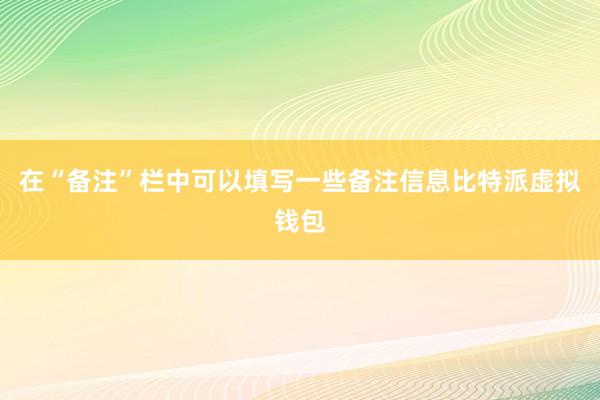 在“备注”栏中可以填写一些备注信息比特派虚拟钱包